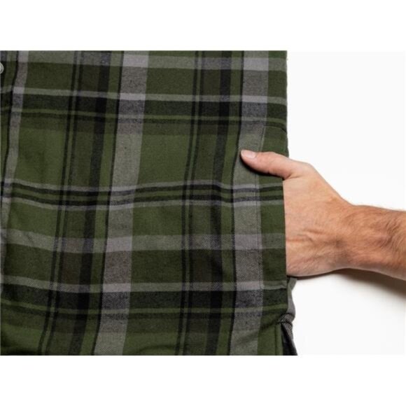 Mens Plaid Flannel Shirt Jacket Quilted Insulated Hooded Work Outdoors Coat - Picture 2 of 7